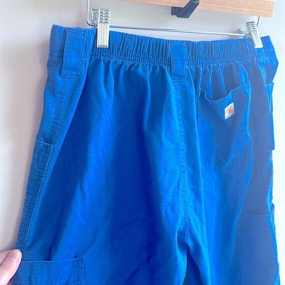 Men’s Carhartt Royal Blue Scrub Pants Textured Cargo Small Short - Picture 7 of 8